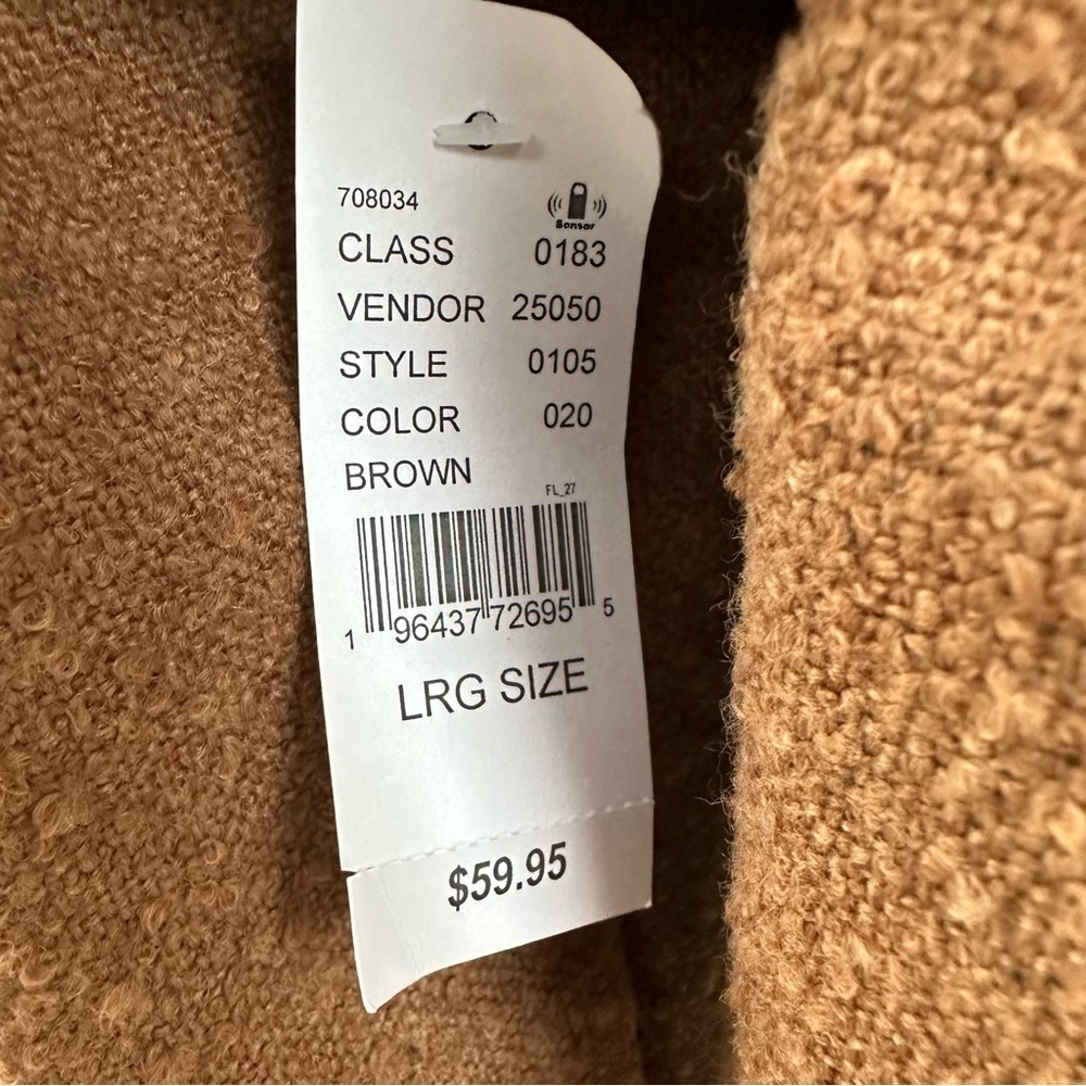 NWT PacSun Brown Oversized Wooly Shacket Textured Button Front Chest Pockets L - Picture 6 of 13